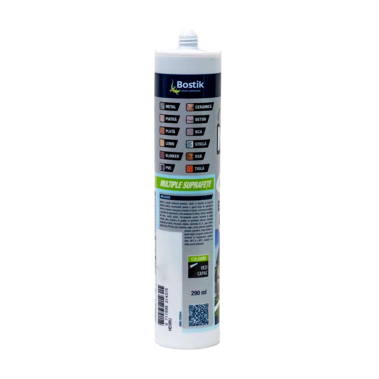 Adeziv universal negru, gel 290ml, aderenta excelenta si rezistenta termica