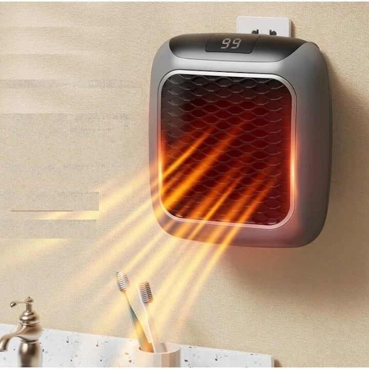 Aeroterma electrica, portabila, cu afisaj LED, cu telecomanda, dimensiuni 13X13 cm, putere 800W, negru/gri