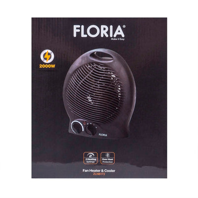 Aeroterma neagra cu 2 niveluri de putere 1000/2000W si termostat reglabil