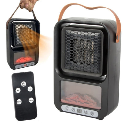 Aeroterma pentru birou, cu reglarea temperaturii, cronometru programabil 12 ore, afisaj LCD, 500W, telecomanda, 24x15.5x7 cm, negru