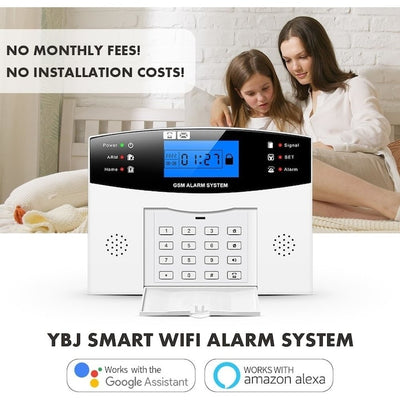 Alarma fara fir, control vocal, Wifi GSM 4G, memento prin SMS, notificare pe telefon, afisaj de 2.4 inchi, alb