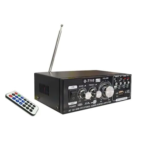Amplificator bass, tip statie, profesional, cu bluetooth, putere 10W, numar canale 2, cu telecomanda, negru