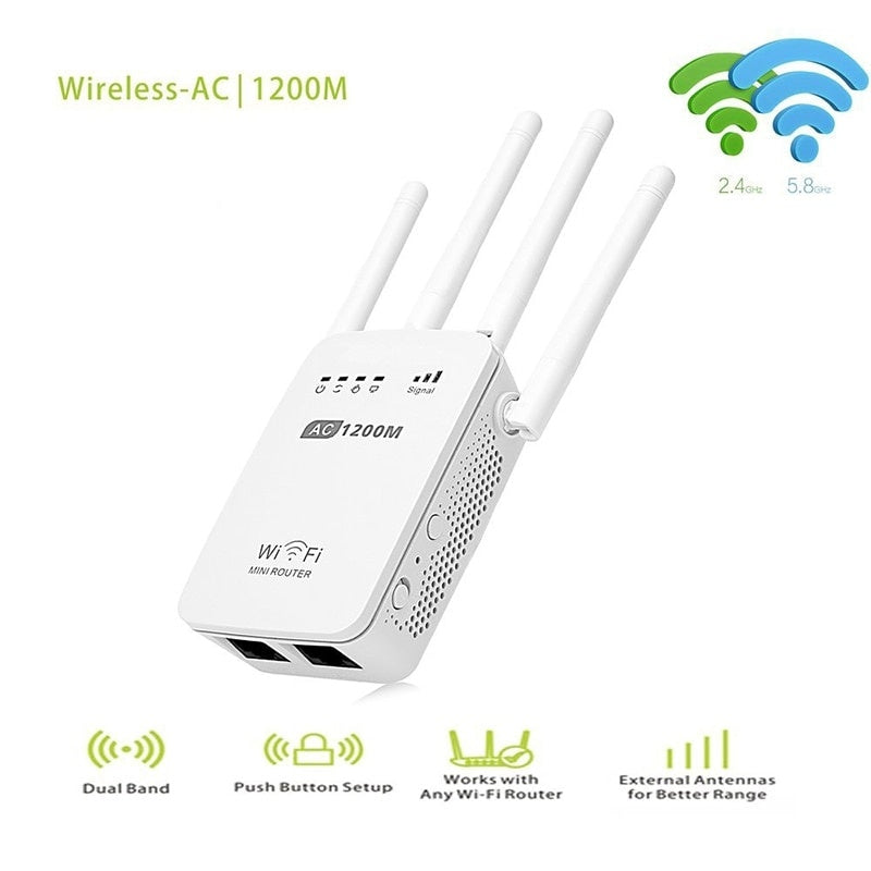 Amplificator extender Retea Wi-Fi FOXMAG24, 4 Antene, Repetor, server incorporat, Alb