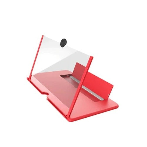 Amplificator imagine FOXMAG24 cu efect 3D, 12 inch, suport telefon, plastic, rosu