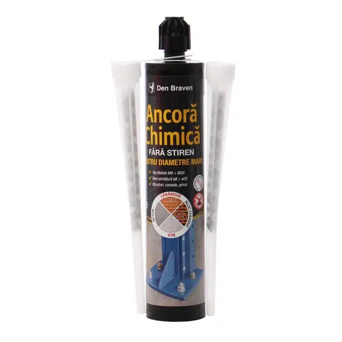 Ancora chimica fara stiren 280ml cu 2 mixere pentru fixare rapida si rezistenta termica