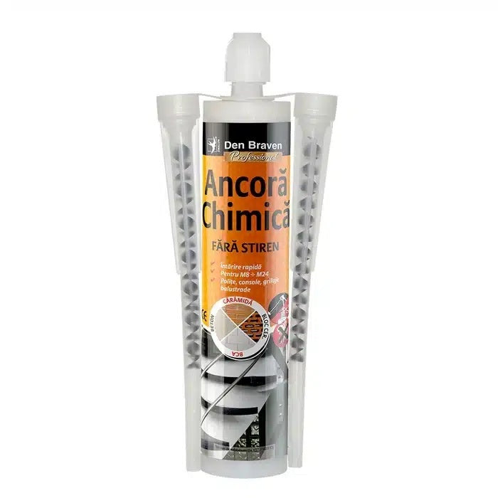 Ancora chimica fara stiren 300ml cu 2 mixere pentru ancoraje rapide si durabile