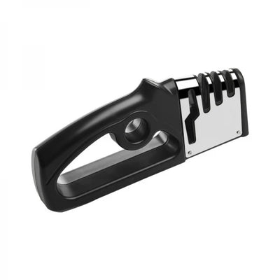 Aparat ascutit cutite si foarfece, 4 in 1, baza antiderapanda, ergonomic, din ABS, negru