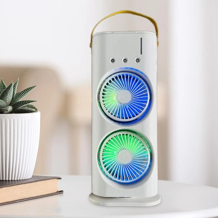 Aparat de aer conditionat portabil de birou cu umidificare prin pulverizare si telecomanda, multifunctional, ecologic, racire eficienta, alb