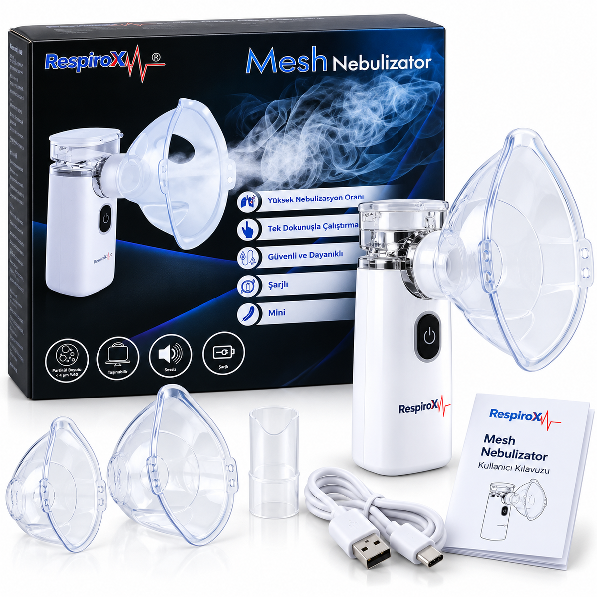 Nebulizator portabil RespiroX Mesh, cu acumulator – imagine 1