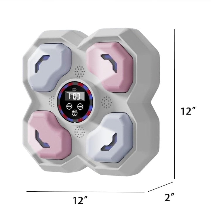 Aparat de box muzical cu Bluetooth pentru copii, viteza reglabila pentru adulti, joc de box muzical pentru incepatori, tampon electronic de box montat pe perete, Gri