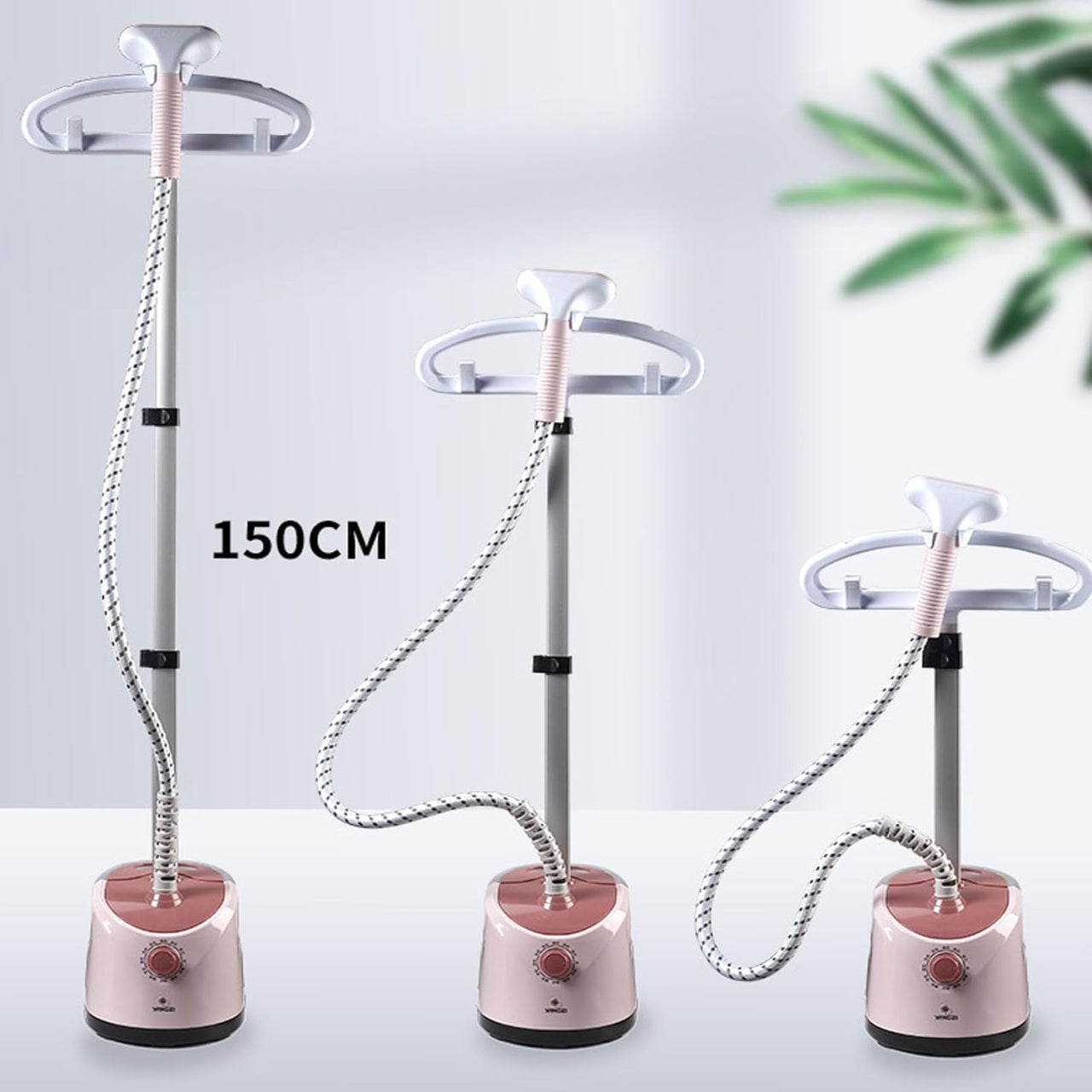 Aparat de călcat vertical cu abur, cu masă de călcat și rezervor de apă de 1,7 l, alimentare la retea, inaltime ajustabila, control temperatura, alb/roz