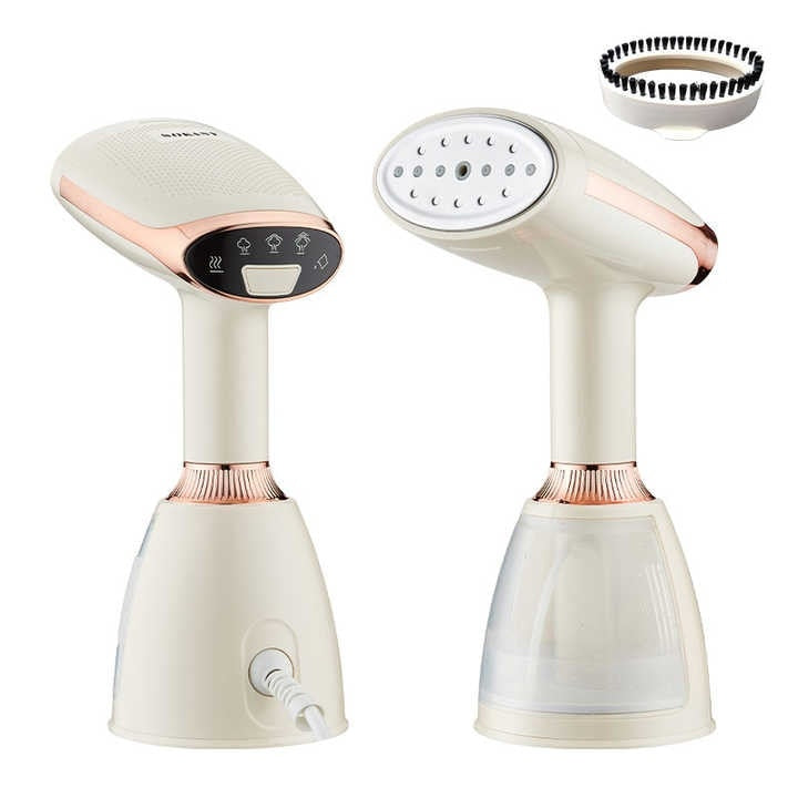 Aparat de Calcat Vertical Portabil – 1500W, Vaporizare Rapida 15s, 3 Nivele de Abur, Rezervor 280ml, Panou Inox, Galben Pal