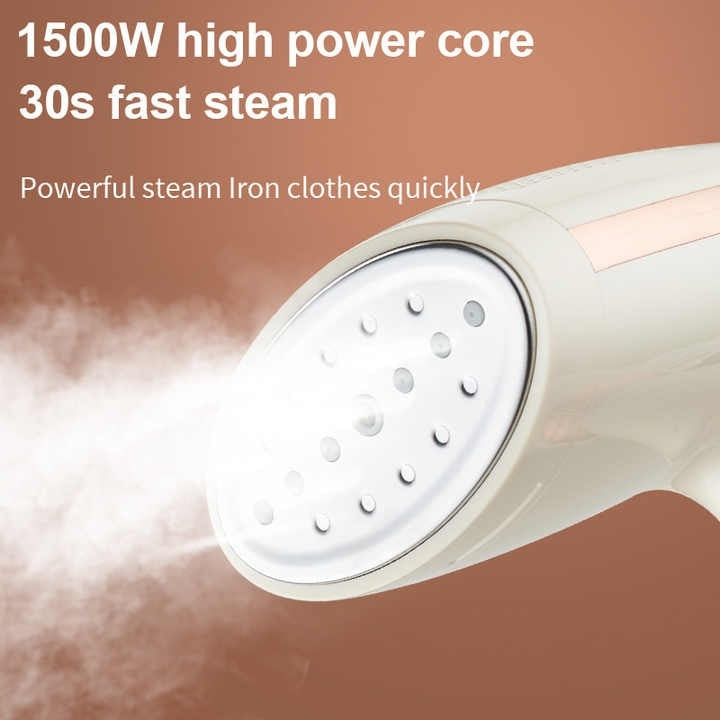 Aparat de Calcat Vertical Portabil – 1500W, Vaporizare Rapida 15s, 3 Nivele de Abur, Rezervor 280ml, Panou Inox, Galben Pal