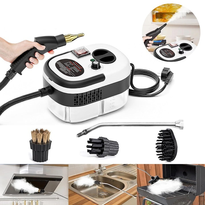 Aparat de curatat cu abur, capacitate 1200ml, 3 bar, cu capete interschimbabile, temperatura aburului 105°C, utilizare universala, alb/negru