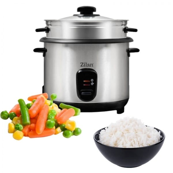 Aparat de gatit 2 in 1 pentru orez si abur, 500W, capacitate 1.5L, inox