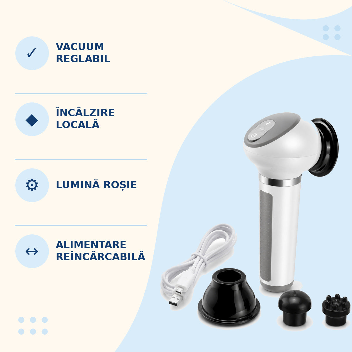 Aparat de Masaj cu Vacuum, Încălzire și Lumină Roșie, Verde – imagine 3