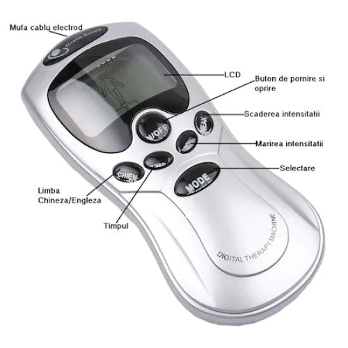 Aparat de masaj FOXMAG24, electrostimulare cu 4 electrozi, digital, ecran LCD