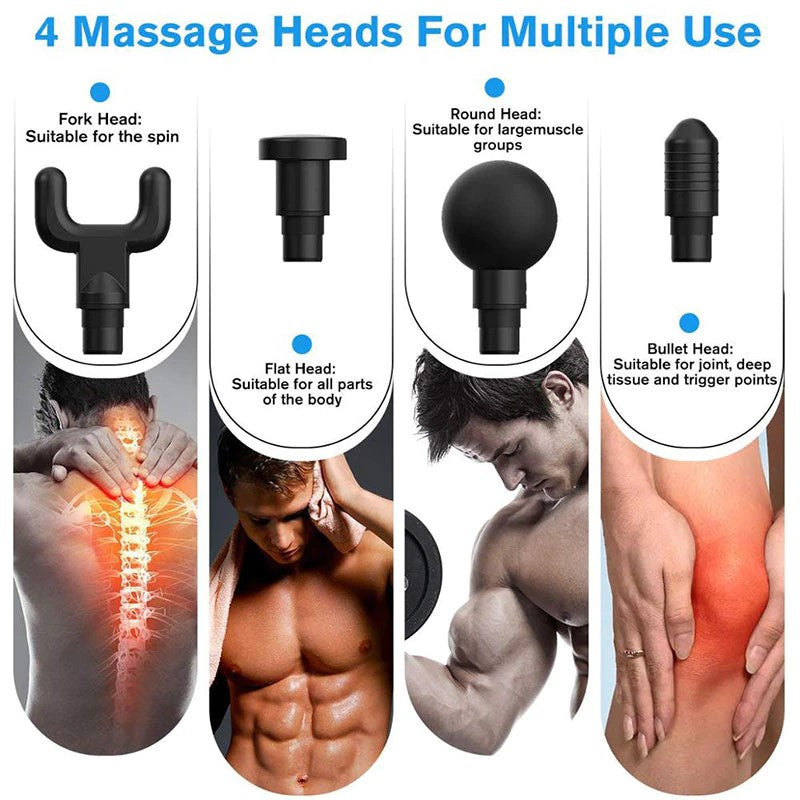 Aparat de masaj FOXMAG24®, Fascial Gun, anticelulitic, 4 capete interschimbabile, 6 trepte de viteza, Acumulator Li-Ion