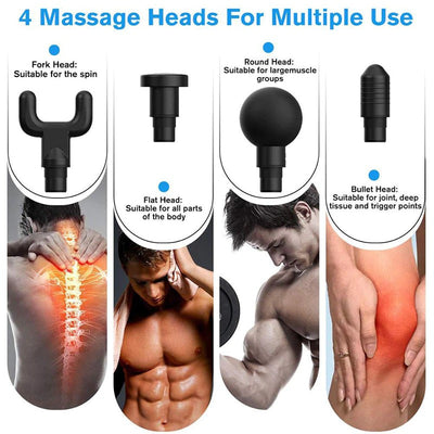 Aparat de masaj FOXMAG24®, Fascial Gun, anticelulitic, 4 capete interschimbabile, 6 trepte de viteza, Acumulator Li-Ion