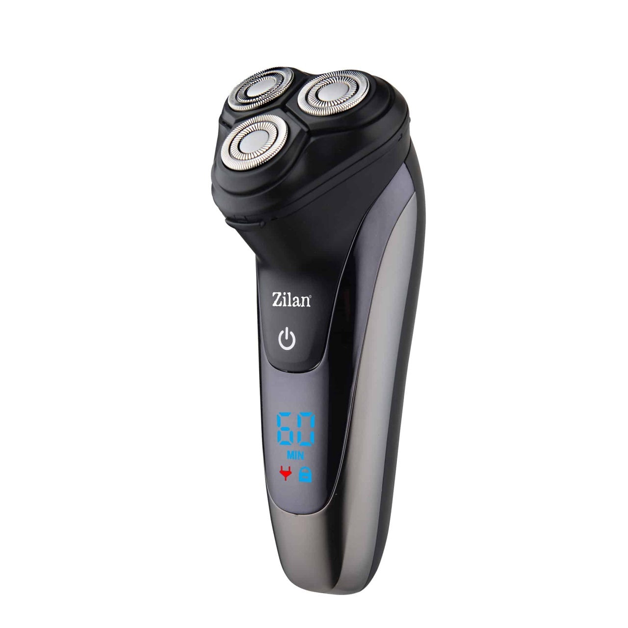 Aparat de ras electric reincarcabil pentru barbati, 3 capete rotative, IPX6, LED, negru