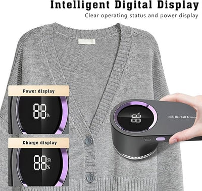 Aparat de scame portabil, cu afisaj digital LED, 2 lame, capacitate colectare 0.01l, alimenare cu baterii, gri antracit