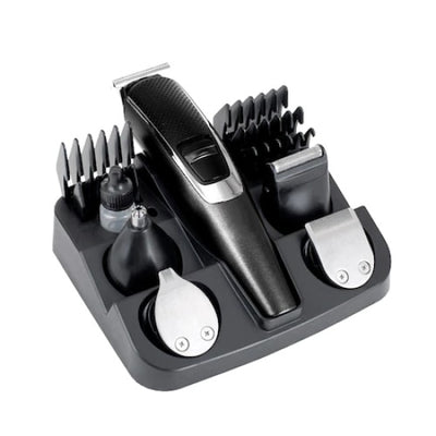 Aparat de tuns, 5 in 1, fara fir, profesional, cu 5 capete de schimb, cu lame din otel, negru
