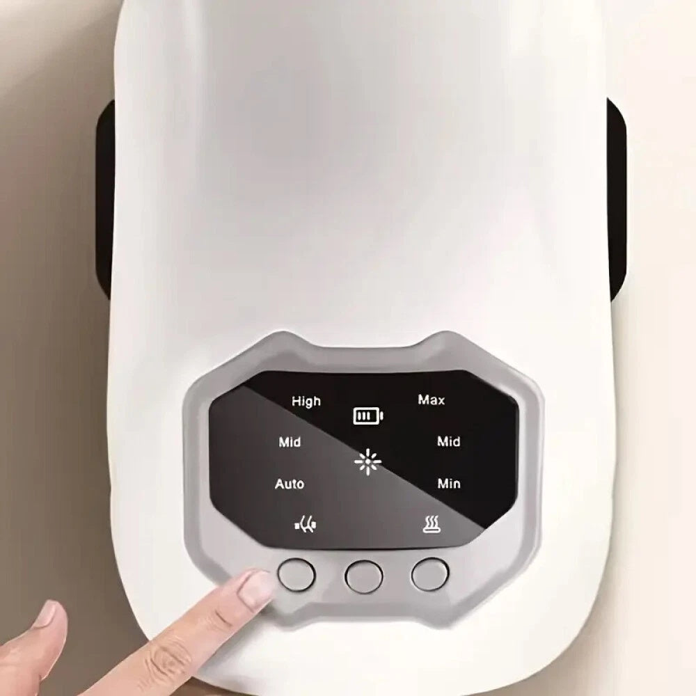Aparat electric inteligent pentru masaj genunchi, cu vibrații, încălzire profundă pentru ameliorarea durerii, fara fir, din ABS, incarcare USB, alb/negru