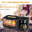 Aparat electric, multifunctional, pentru mic dejun si cafea, cu grill si cuptor incorporat, din metal, capacitate 9L, putere 1250 W, negru