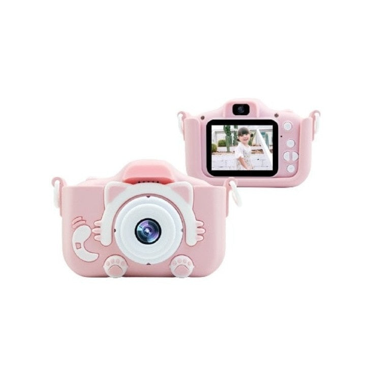 Aparat foto pentru copii, ecran 2 inch, 12 MP, rezolutie 1080P, HD, peste 2000 de fotografii, 2 ore videoclip, incarcare USB, roz
