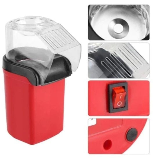 Aparat FOXMAG24 de facut popcorn fara ulei, aer cald, sistem antialunecare, 1200W, rosu
