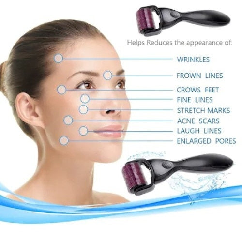 Aparat FOXMAG24 de Masaj facial cu 1200 ace din titan, Pentru Regenerarea pielii, Lungime ace 0.50mm, Design ergonomic si compact, Culoare Negru