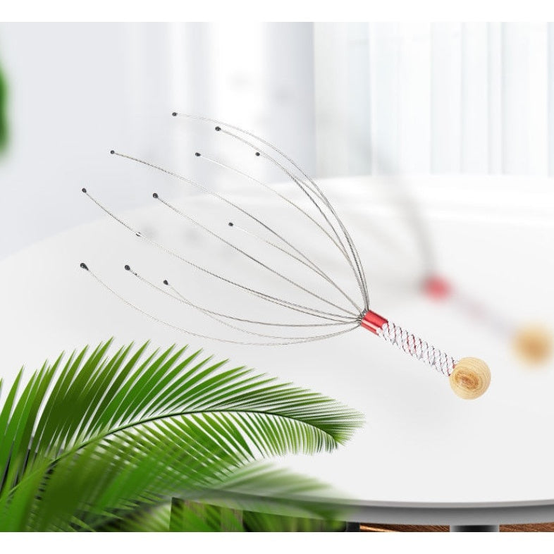 Aparat masaj capilar, Eliminare dureri, Efect calmant, Stimulare 3D, Argintiu/Rosu