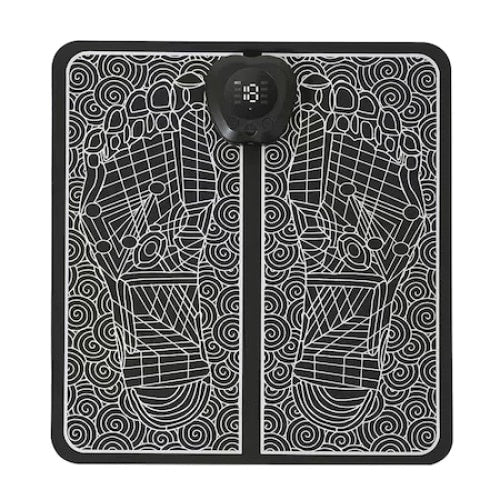 Aparat masaj picioare, cu vibratii, tip covoras, incarcare USB, ecran LED, alb/negru