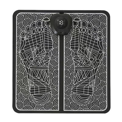 Aparat masaj picioare, cu vibratii, tip covoras, incarcare USB, ecran LED, alb/negru