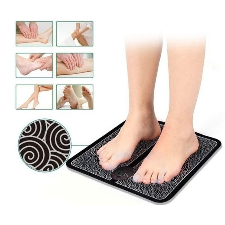 Aparat masaj picioare, cu vibratii, tip covoras, incarcare USB, ecran LED, alb/negru