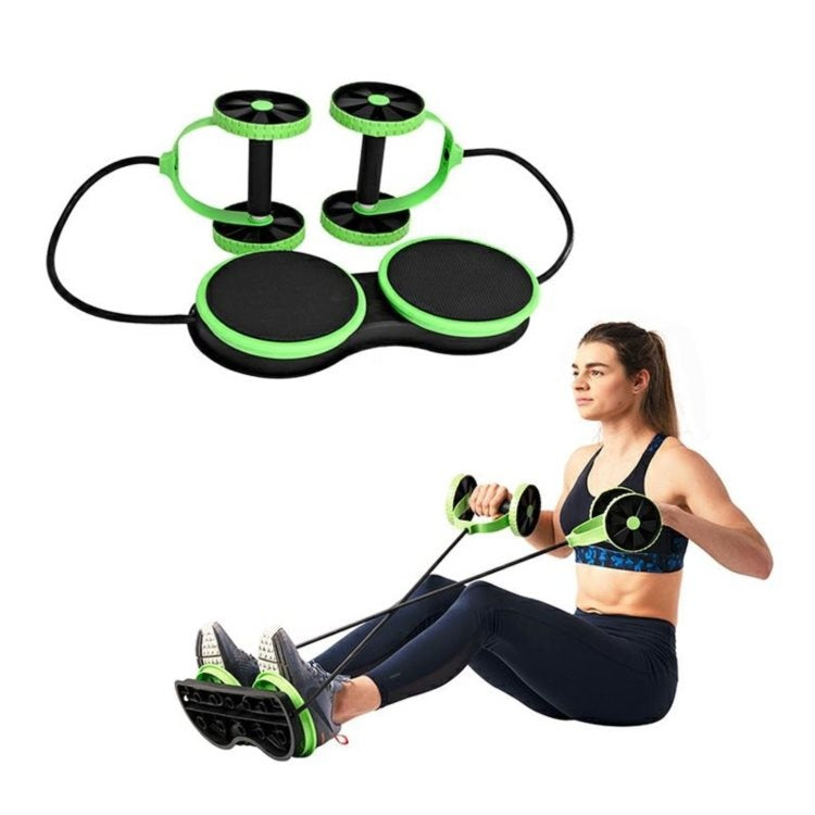 Aparat multifunctional pentru exercitii fitness cardio, modelare musculara, discuri rotative, verde/negru