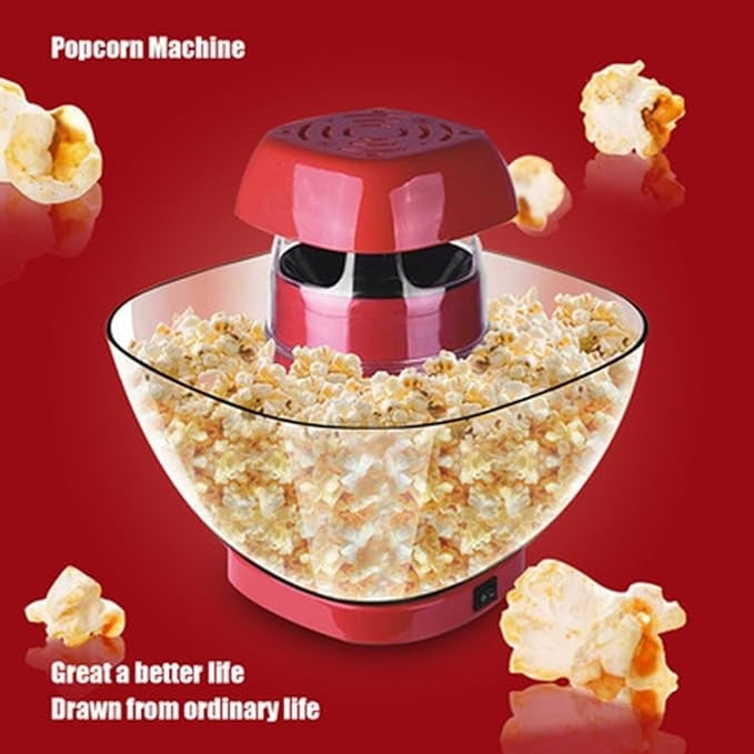 Aparat pentru facut popcorn, cu aer cald, pentru gatit fara ulei si grasimi, bol de servire deatasabil, putere 1200W, rosu