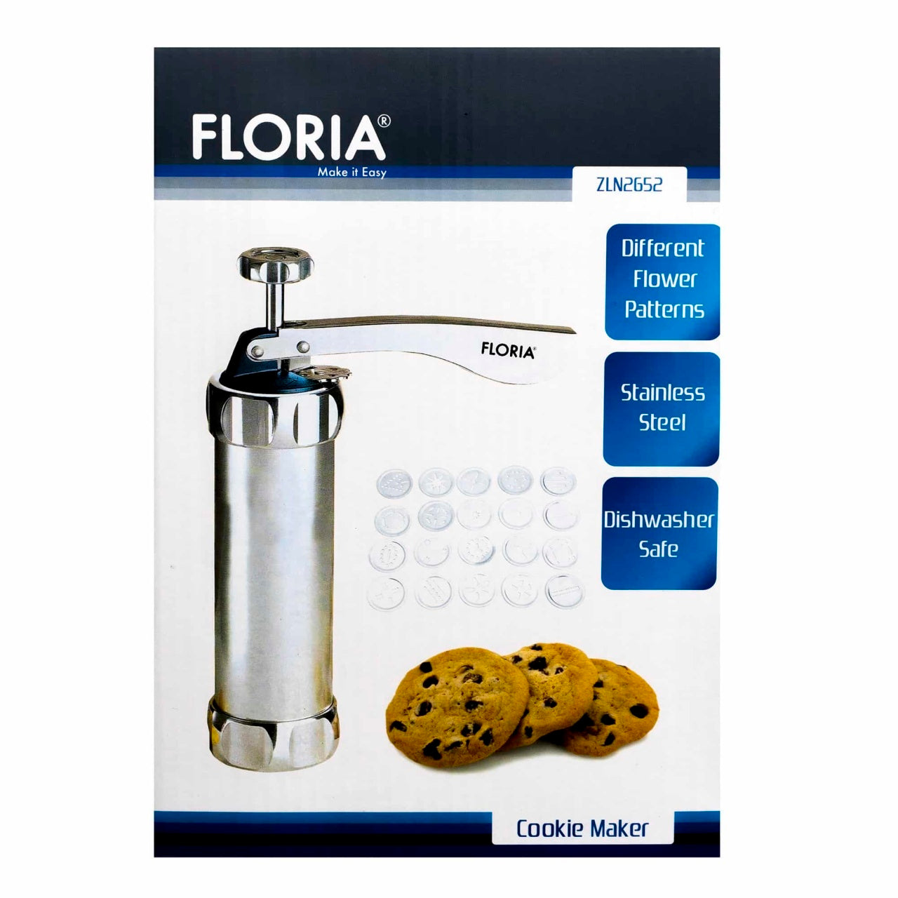 Aparat pentru facut si ornat fursecuri cu 20 forme metalice si 4 palnii