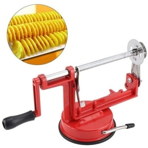 Aparat pentru Feliat Cartofi, FOXMAG24, Spirala, Metal Rezistent, Rosu