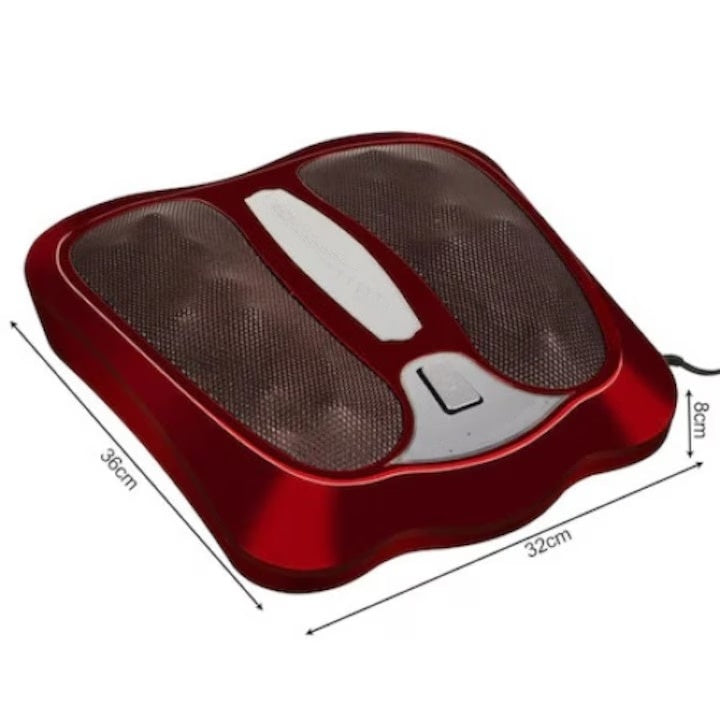 Aparat pentru masajul picioarelor, cu functie de incalzire si infrarosu, masaj cu vibratii, elimina durerile de picioare, dimensiuni 36x32x8 cm, rosu