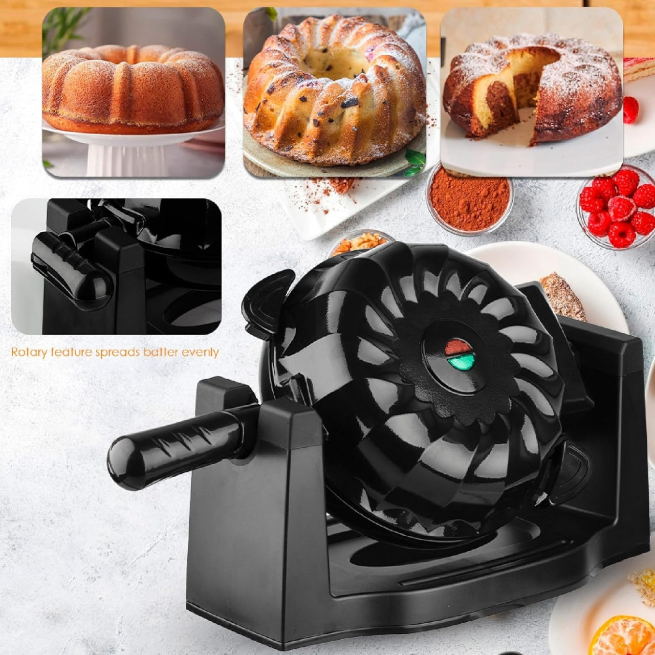 Aparat pentru papanasi, putere 1800 W, strat antiaderent din teflon pentru curatare usoara, incalzire rapida cu distributie uniforma a caldurii, negru