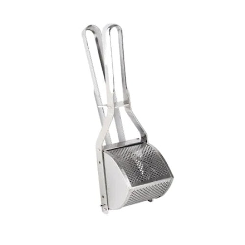 Aparat pentru presat cartofi, legume, din otel inoxidabil, dimensiuni 30 x 10 cm, argintiu