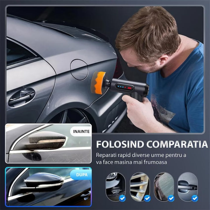 Aparat polish auto, cu dubla actiune, sistem de racire cu aer, 1300 Rpm, port de incarcare USB, gri