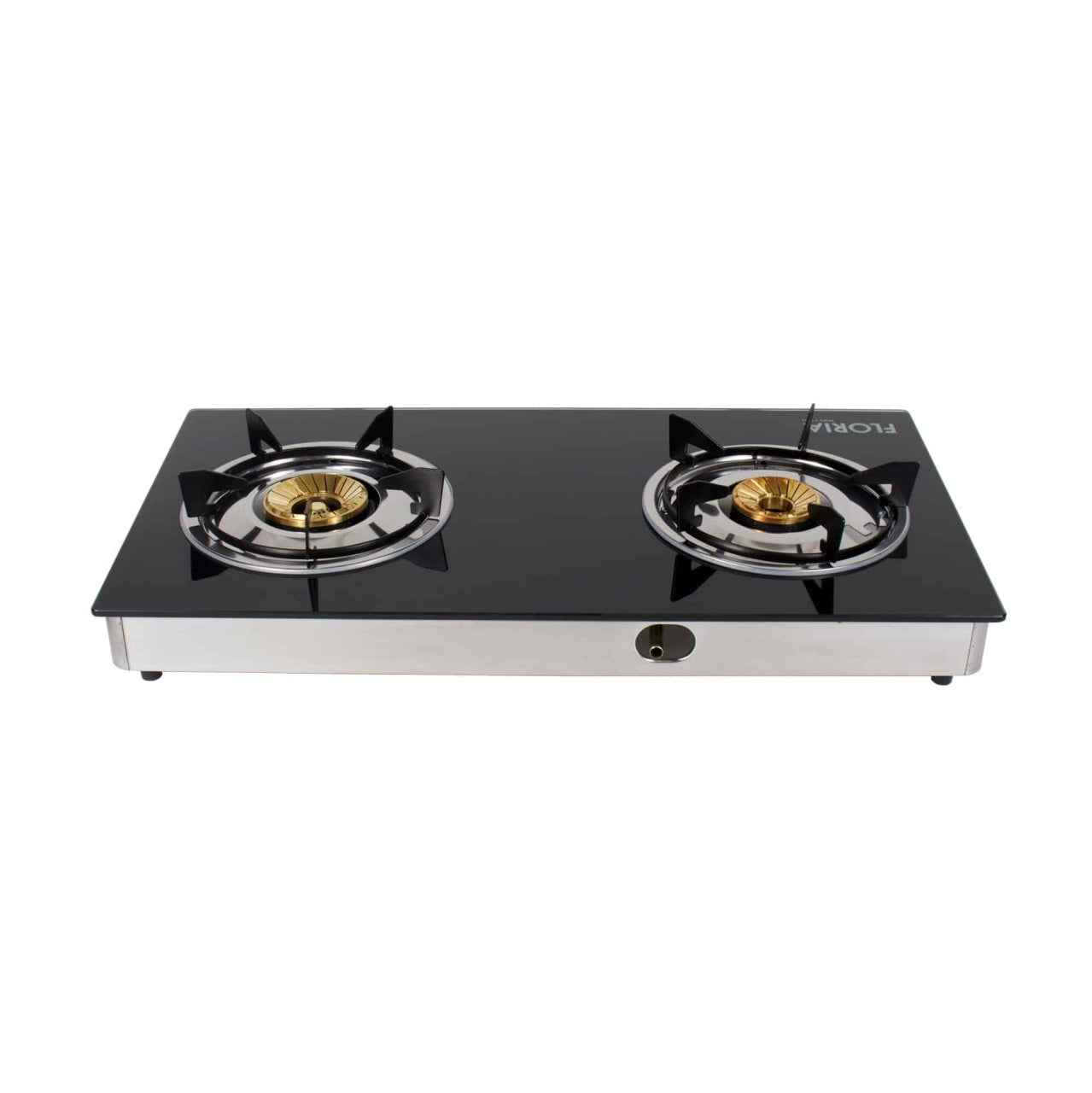 Aragaz 2 ochiuri cu plita din sticla si alimentare la butelie, inox