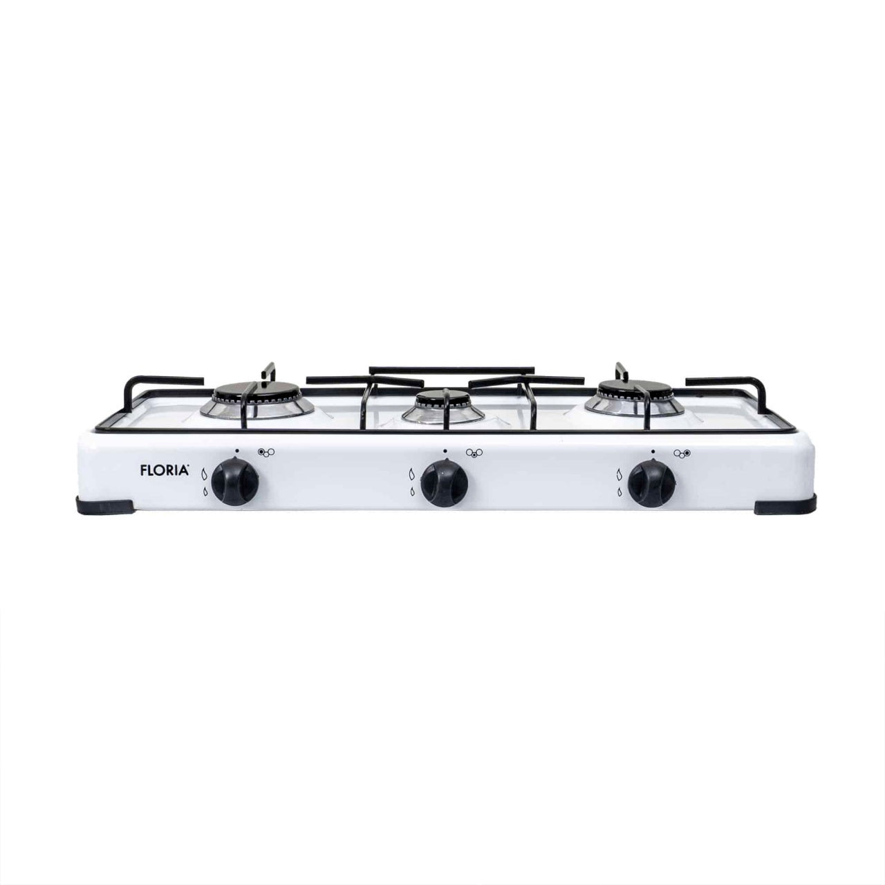 Aragaz 3 ochiuri 62x30 cm cu accesorii: ceas butelie, furtun 2 m, coliere, aprinzator alb