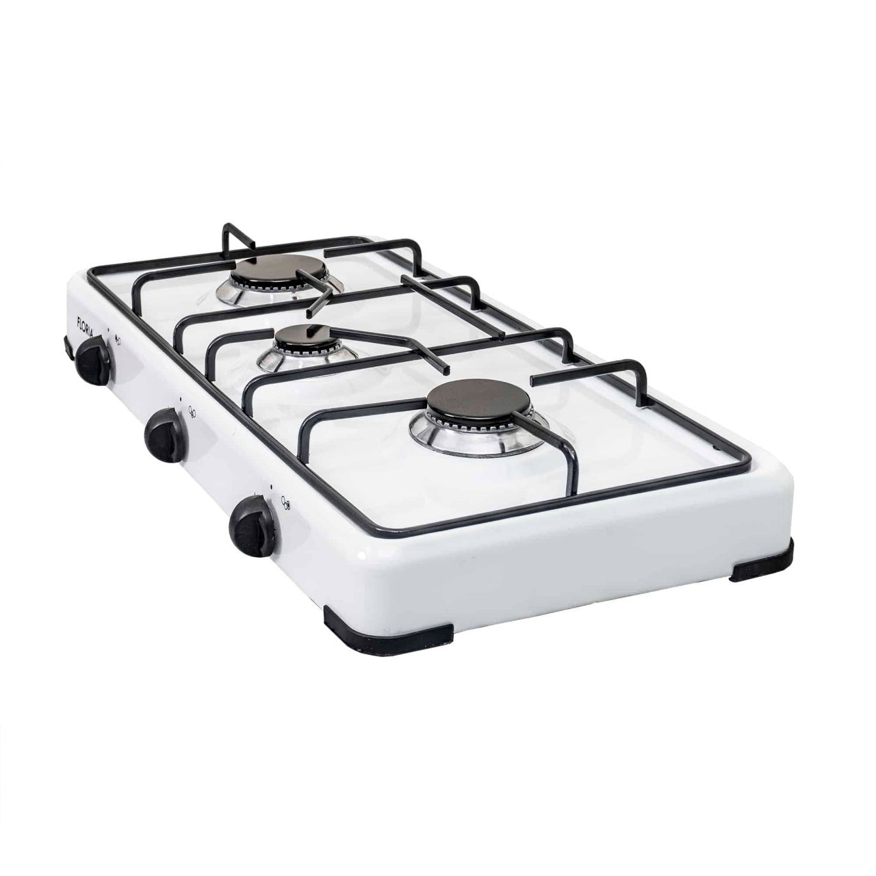 Aragaz 3 ochiuri 62x30 cm cu accesorii: ceas butelie, furtun 2 m, coliere, aprinzator alb