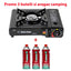 Aragaz camping cu un arzator, aprindere automata, negru + 3 butelii 410ml