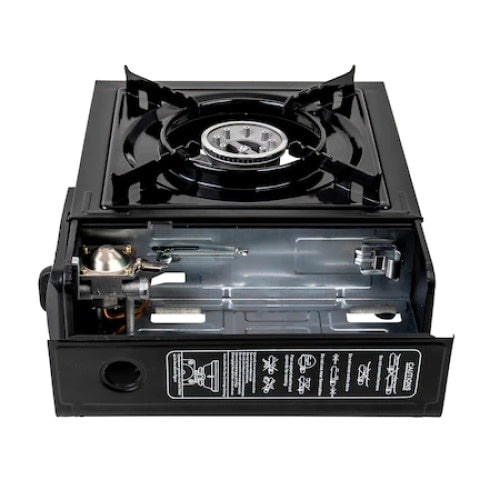 Aragaz camping, FOXMAG24, aprindere automata, butelie spray, negru