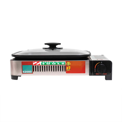 Aragaz camping grill cu capac sticla, putere 2.1 kW, include 3 butelii 410 ml