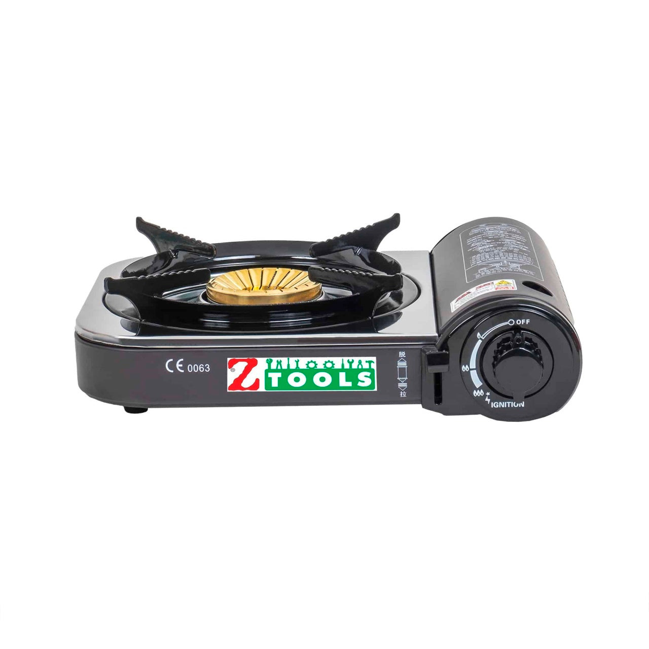 Aragaz camping inox cu aprindere electrica 2.3Kw, tava, cleste, cutit si cutie transport